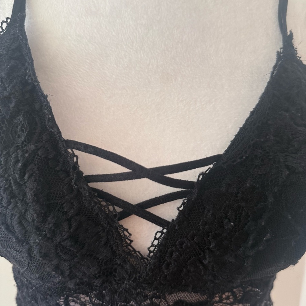 3/$25 Love Black Crop Top with Lace Elegance - Picture 8 of 10